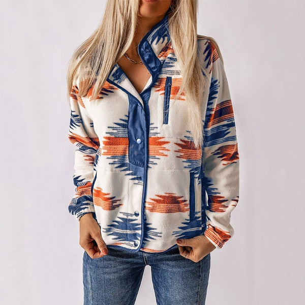 Nadia | Jachetă din fleece imprimat