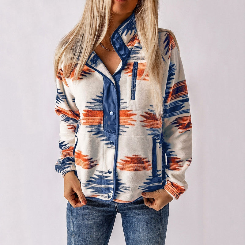 Nadia | Jachetă din fleece imprimat