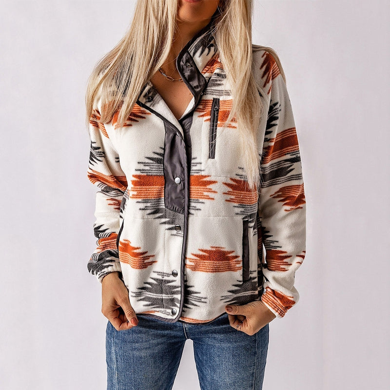 Nadia | Jachetă din fleece imprimat