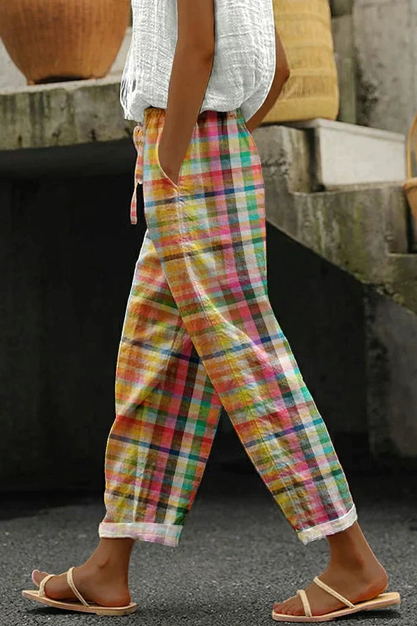 Noëlle - Pantaloni Retro în Carouri