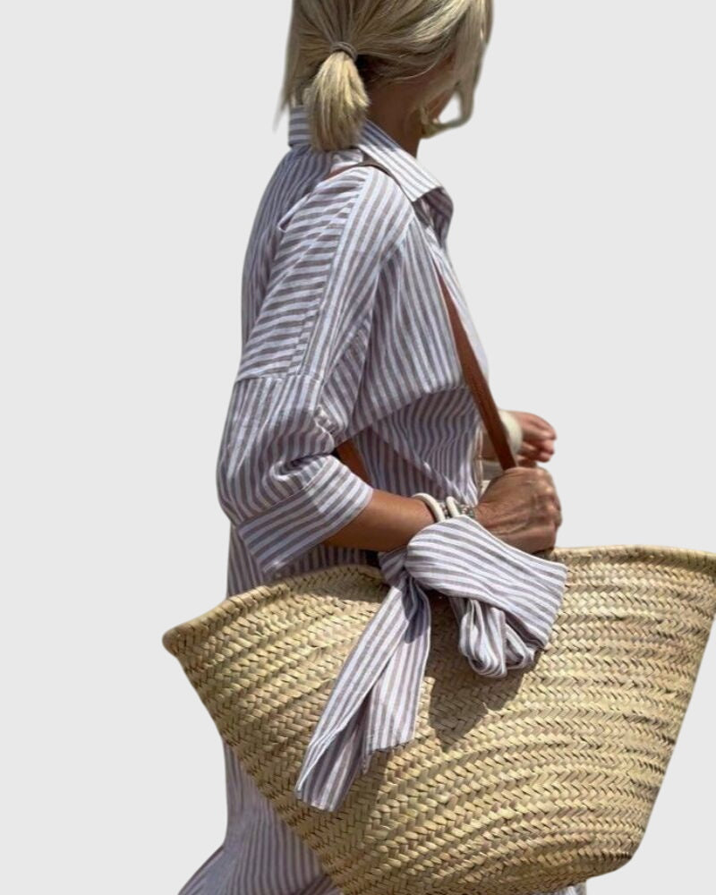 Ellen™ | Rochie clasică cu dungi