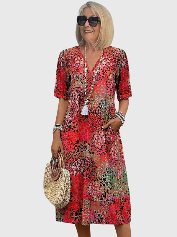 Yvonna™ | Rochie Midi Florală Elegantă