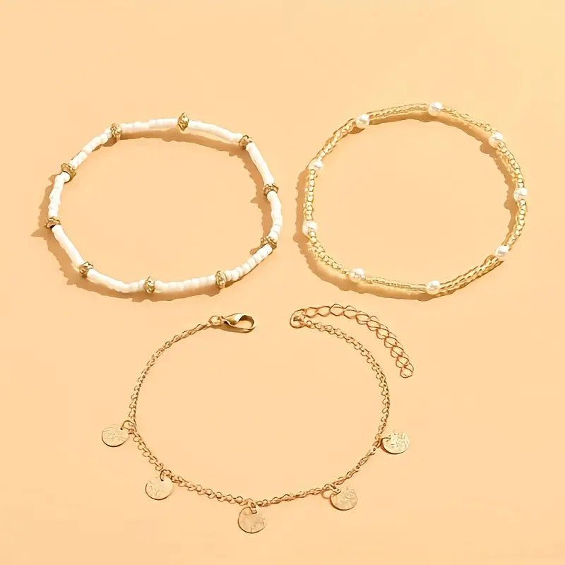 Set de 3 brățări stratificate Coastal Charm | Aur