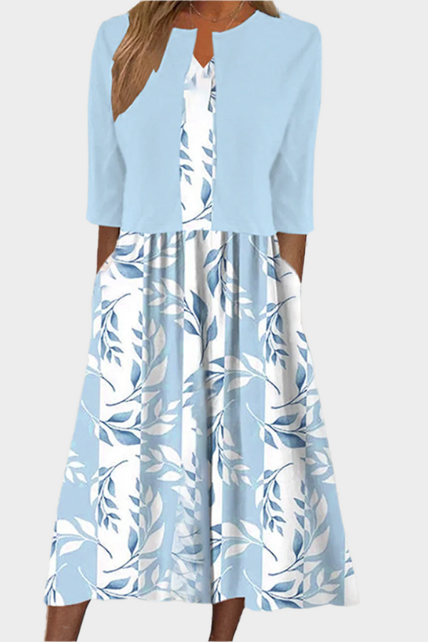 Rochie midi aerisită cu jachetă elegantă