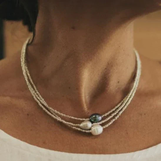 Colier antic cu perle lustruite | Aur