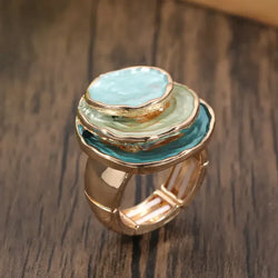 Inel stratificat Artisan Stroke | Aur