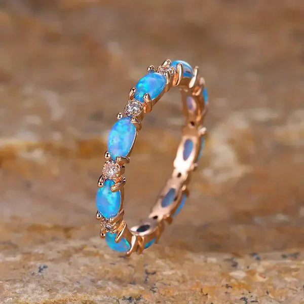 Inel elegant cu opal albastru | Aur