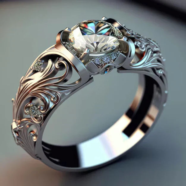 Inel de cristal rafinat | Aur alb