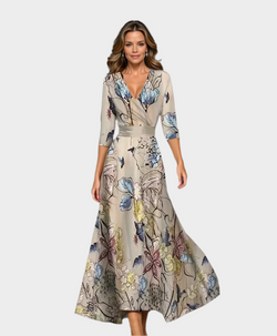 Rochie midi cu talie înaltă și croială lejeră
