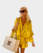 Rochie mini cu talie înaltă și decolteu în V