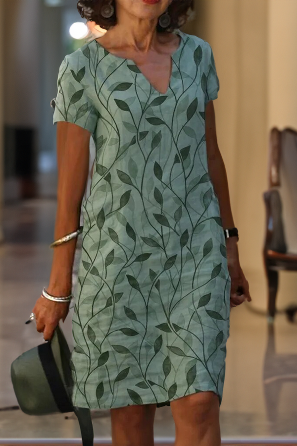 Deniel | Rochie tip A-line cu decolteu în V și imprimeu