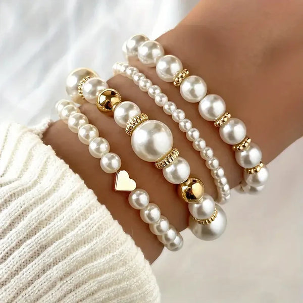 Set de brățări exquisite cu perle | Aur