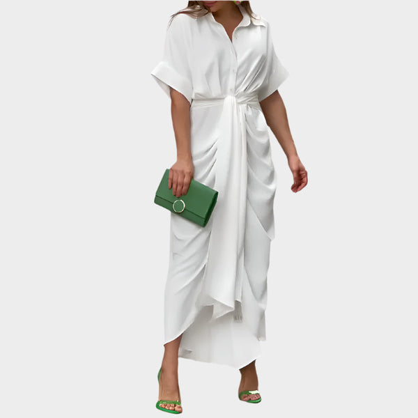 Rochie cu guler bufant și linie elegantă