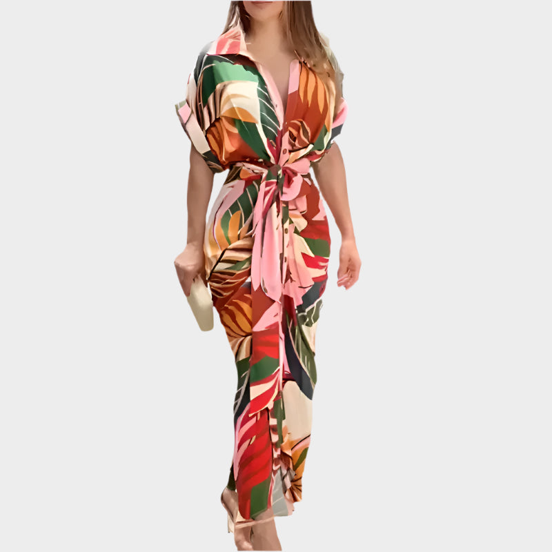 Rochie cu guler bufant și linie elegantă