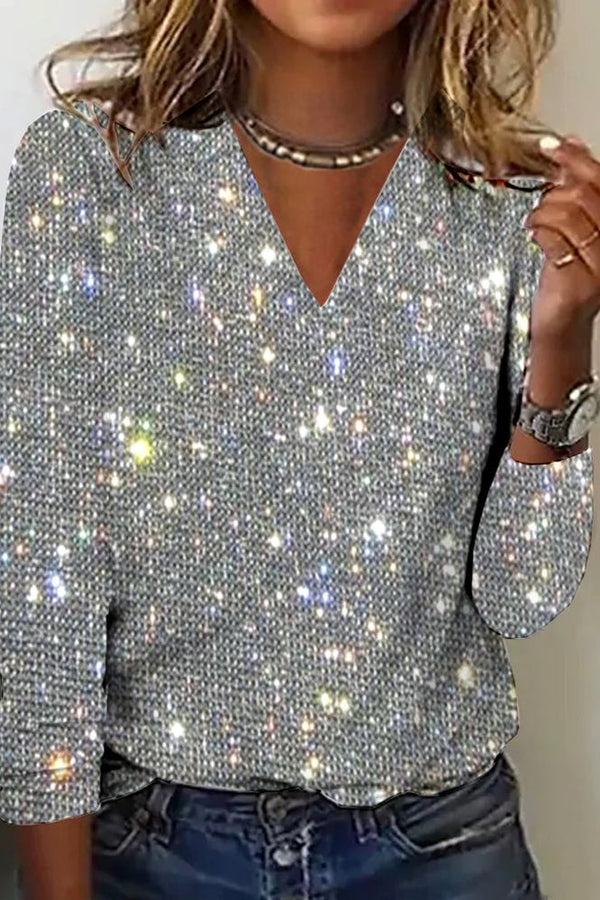 Jamie | Bluza cu decolteu în V și model diamant