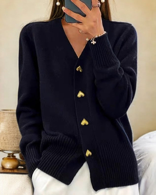 Chasie | Cardigan Elegant cu Nasture în Formă de Inimă