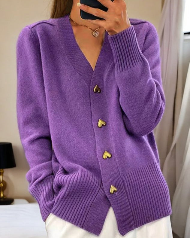 Chasie | Cardigan Elegant cu Nasture în Formă de Inimă
