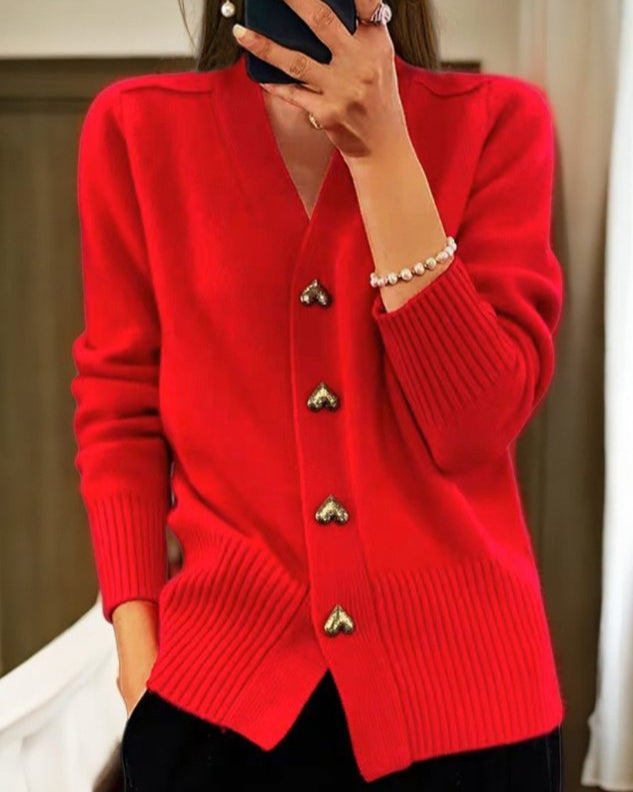 Chasie | Cardigan Elegant cu Nasture în Formă de Inimă