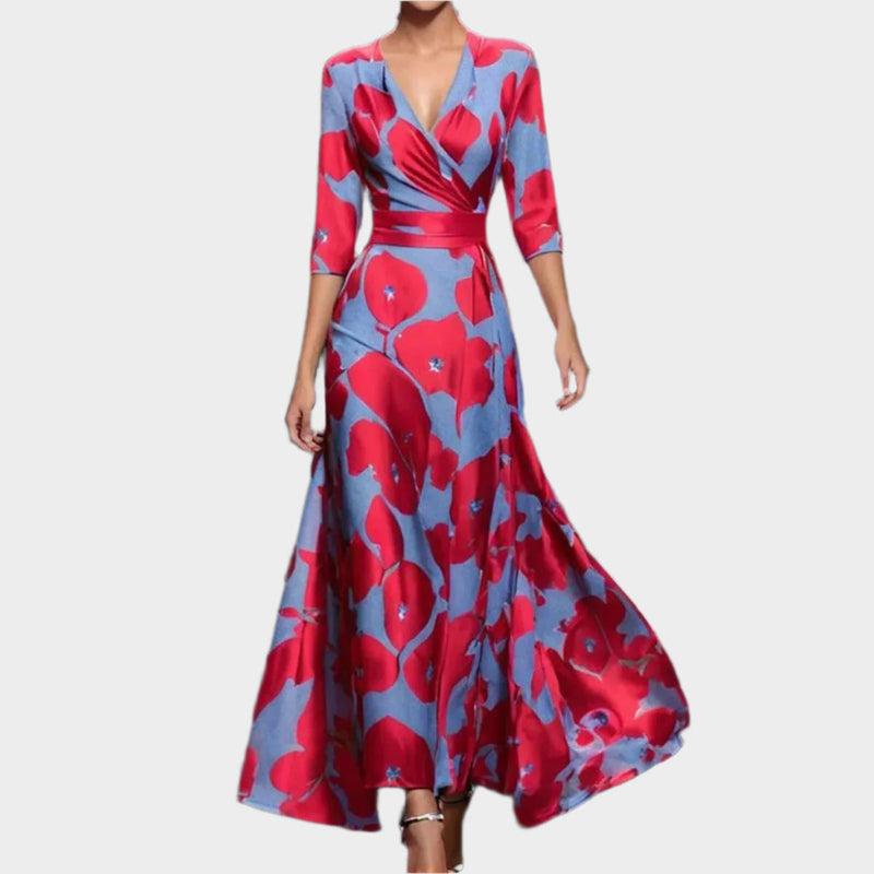 Rochie midi cu talie înaltă și croială lejeră