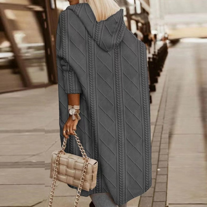 Jelone - Cardigan cu glugă, lungime extinsă