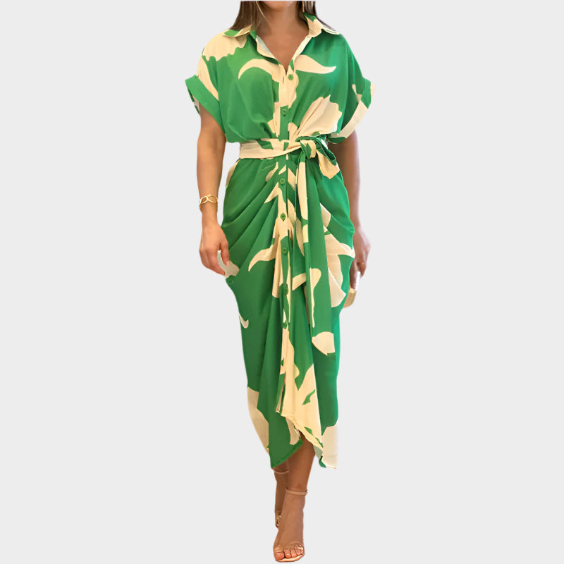 Rochie cu guler bufant și linie elegantă